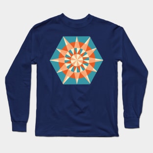 Kaleidoscope Retro Blue Long Sleeve T-Shirt